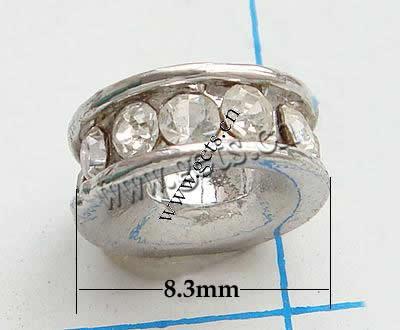 Espaciador de la forma rueda del diamante de imitación, diamantes de imitación, con metal, Toroidal, chapado, con diamantes de imitación de Mideast, más colores para la opción, libre de níquel, 8.3x4mm, Vendido por UD