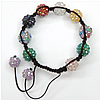 Rhinestone Woven Ball Bracelets, with Resin Rhinestone, handmade, 12mm, 14mm Approx 7-10 Inch 