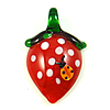 Pflanzen Lampwork Anhänger, Erdbeere, rot, 31x36x10mm, Bohrung:ca. 6mm, verkauft von PC