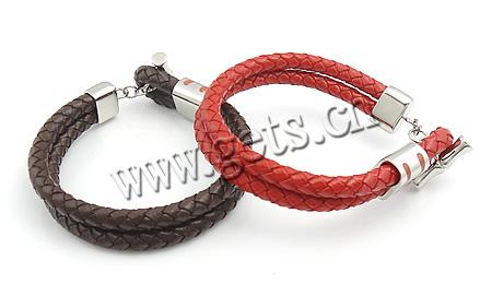 Bracelets de cuir de vachette, cuir de peau de vache, avec Acier inoxydable 316, longueur différente pour le choix, plus de couleurs à choisir, 5.5mm, Vendu par brin