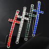 Rhinestone Zinc Alloy Connector, Cross, plated, with rhinestone Approx 2mm 