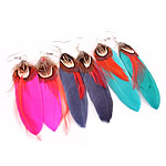 Fashion Feather Earring , iron earring hook, mixed colors 