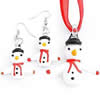 Lampwork Jewelry Sets, earring & necklace, with Ribbon, brass lobster clasp, brass earring hook, Snowman  Inch 