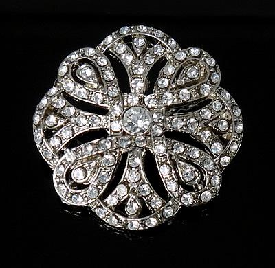 Rhinestone Zinc Alloy Brooch, Flower, plated, with rhinestone, more colors for choice, nickel, lead & cadmium free, 29x29x4.5mm, Sold By PC