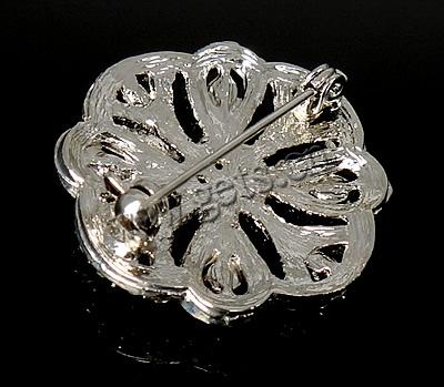 Rhinestone Zinc Alloy Brooch, Flower, plated, with rhinestone, more colors for choice, nickel, lead & cadmium free, 29x29x4.5mm, Sold By PC