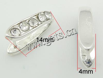 Fianza de pellizco de latón, metal, chapado, con diamantes de imitación, más colores para la opción, 14x4mm, Vendido por UD