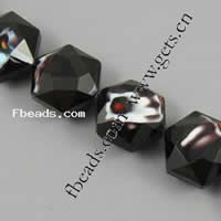 Abalorios de Cristal Millefiori , Cristal de Millefiori, Hexágono, hecho a mano facetas, Negro, 16x14x9mm, longitud:12.2 Inch, 20PCs/Sarta, Vendido por Sarta