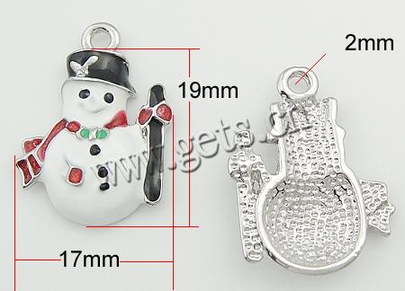 Zinklegierung Weihnachten Anhänger, mit Emaille, Schneemann, plattiert, Weihnachtsschmuck & Emaille, keine, 19x17mm, Bohrung:ca. 2mm, verkauft von PC