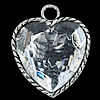 Pendentifs en alliage de Zinc Crystal, avec cristal, coeur, Placage, plus de couleurs à choisir, protéger l'environnement, sans nickel, plomb et cadmium, 34mm Vendu par sac