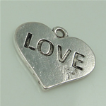 Zinc Alloy Message Pendants, Heart, word love, plated 