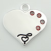 Cubic Zirconia Sterling Silver Pendants, 925 Sterling Silver, Heart, plated, with cubic zirconia 