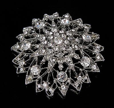 Broche en alliage zinc avec stras, alliage de zinc, fleur, Placage, avec strass, plus de couleurs à choisir, protéger l'environnement, sans nickel, plomb et cadmium, 54x54x20mm, Vendu par PC