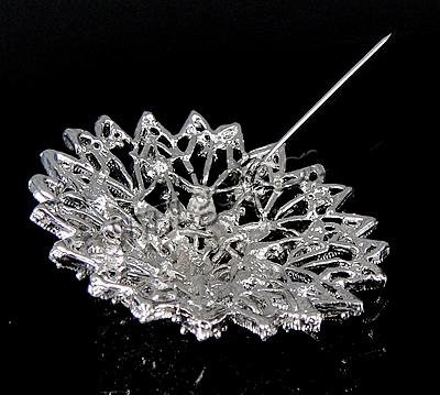 Broche en alliage zinc avec stras, alliage de zinc, fleur, Placage, avec strass, plus de couleurs à choisir, protéger l'environnement, sans nickel, plomb et cadmium, 54x54x20mm, Vendu par PC