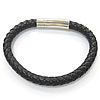 Pulsera de cuero , Cuero de vaca, acero inoxidable cierre de bayoneta, Negro, 9mm, longitud:9 Inch, Vendido por Sarta