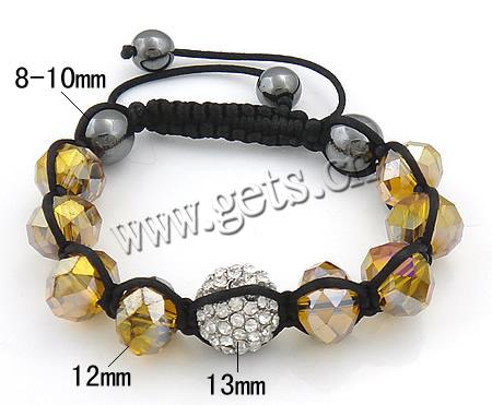 Pulseras de Cristal Estilo Woven Ball, con cordón de nylon & Hematite & aleación de zinc, hecho a mano, con diamantes de imitación, más colores para la opción, 12mm, 13mm, 8-10mm, longitud:aproximado 5-11 Inch, Vendido por Sarta