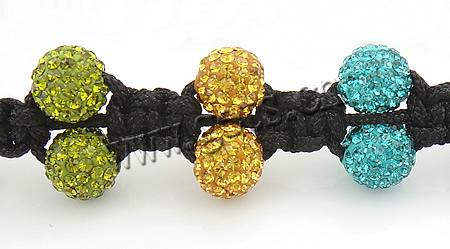 Strass Woven Ball Armbänder, Gewachsten Baumwollkordel, mit Strass Ton befestigte Perelen & Hämatit, einstellbar & mit Strass von Nahost, keine, 8mm, 7.5mm, Länge:ca. 5-10 ZollInch, verkauft von Strang