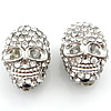 Rhinestone Zinc Alloy Beads, Skull, plated, Customized & with A grade rhinestone Approx 2mm 