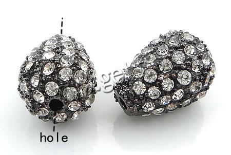 Strass Zinklegierung Perlen, Tropfen, plattiert, Kundenindividuell & mit Strass von Klasse A, keine, 11.5x15.5mm, Bohrung:ca. 2mm, verkauft von PC