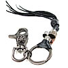 Leather Key Chains, Cowhide, zinc alloy clasp, black 