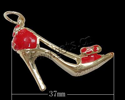 Zinklegierung Schuhe Anhänger, mit Emaille, plattiert, Emaille, keine, 37x14x8mm, Bohrung:ca. 6mm, verkauft von PC