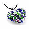 Lampwork Jewelry Necklace, with Waxed Cotton Cord, Heart, handmade, multi-colored Inch 