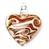 Lampwork Pendants, Heart, handmade, gold sand Approx 6mm 