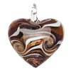 Lampwork Pendants, Heart, handmade, gold sand Approx 6mm 