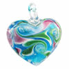 Lampwork Pendants, Heart, handmade, with flower pattern Approx 6mm 