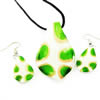 Lampwork Jewelry Sets, earring & necklace, Leaf Inch 