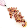 Lampwork Jewelry Necklace, with Ribbon, Seahorse, gold sand .5 Inch 