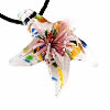 Murano Schmuck Halskette, Lampwork, mit Gewachsten Baumwollkordel, Seestern, handgemacht, innen Blume, farbenfroh, 38x38x12mm, Länge:17 ZollInch, verkauft von Strang