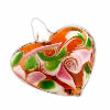 Lampwork Pendants, Heart, handmade, with flower pattern Approx 6mm 