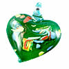 Lampwork Pendants, Heart, handmade, gold sand, green Approx 5mm 