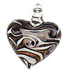 Lampwork Pendants, Heart, handmade, gold sand Approx 5mm 