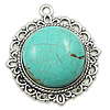 Pendentifs en alliage de Zinc turquoise, avec turquoise, fleur, Placage, strie, plus de couleurs à choisir, protéger l'environnement, sans nickel, plomb et cadmium Environ 2mm, Vendu par PC