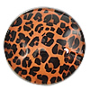 Decal Glass Cabochon, Coin, printing & leopard pattern 