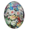 Decal Glass Cabochon, Oval, printing & with flower pattern 