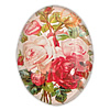 Druck Glascabochon, Glas, oval, Kunstdruck, mit Blumenmuster, 30x40x8mm, verkauft von PC