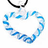 Collier en Murano bijoux, chalumeau, avec Ciré de coton, coeur, fait à la main, spiralé intérieurement, bleu pouce, Vendu par brin