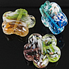 Blume Murano Perlen, Lampwork, 5 Blütenblatt, keine, 25x25x8mm, Bohrung:ca. 2mm, Länge:16 ZollInch, 16PCs/Strang, verkauft von Strang