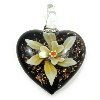 Inner Flower Lampwork Pendants, Heart, gold sand & two tone Approx 8mm 