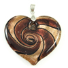 Lampwork Pendants, Heart, handmade, gold sand Approx 4mm 