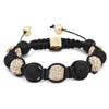 Black Agate Woven Ball Bracelets, with Wax Cord & Zinc Alloy, 8-10mm Approx 6.5 Inch 