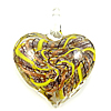 Lampwork Pendants, Heart, handmade, gold sand Approx 8mm 