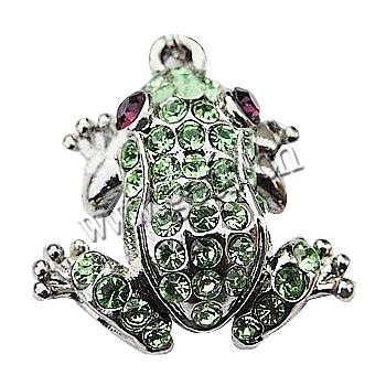 Zinc Alloy Animal Pendants, with Rhinestone, Frog, plated, more colors for choice, 23x21mm, Hole:Approx 2mm, Sold By PC