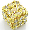 Rhinestone Brass Beads, Cube, plated, with Czech rhinestone & hollow Approx 3mm 