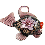 Inner Flower Lampwork Pendants, Fish, gold sand Approx 