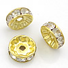 Rondelle Rhinestone Spacer, Brass, plated, with rhinestone 12mm Approx 2mm 