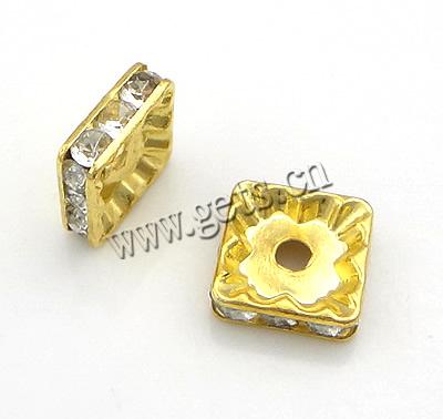 Square Rhinestone Spacer, Brass, Squaredelle, plated, with rhinestone, more colors for choice, 10X10mm, 100PCs/Bag, Sold By Bag