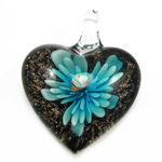 Pendentifs Murano fleur intérieur, chalumeau, coeur, sable d'or & deux tons & fleur intérieure, plus de couleurs à choisir Environ 7.8mm, Vendu par PC